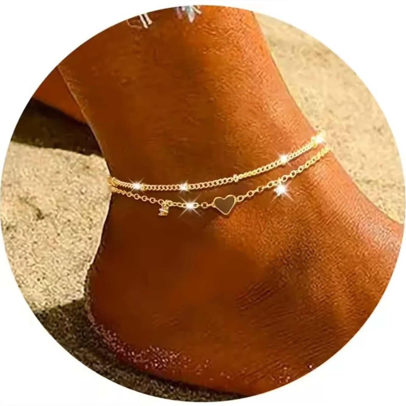 925 Sliver Plated CZ Anklet Bracelets for Women Girl Trendy New Waterproof Heart Charm Dainty Layer Chain Anklets Jewelry Gifts Vera Lux