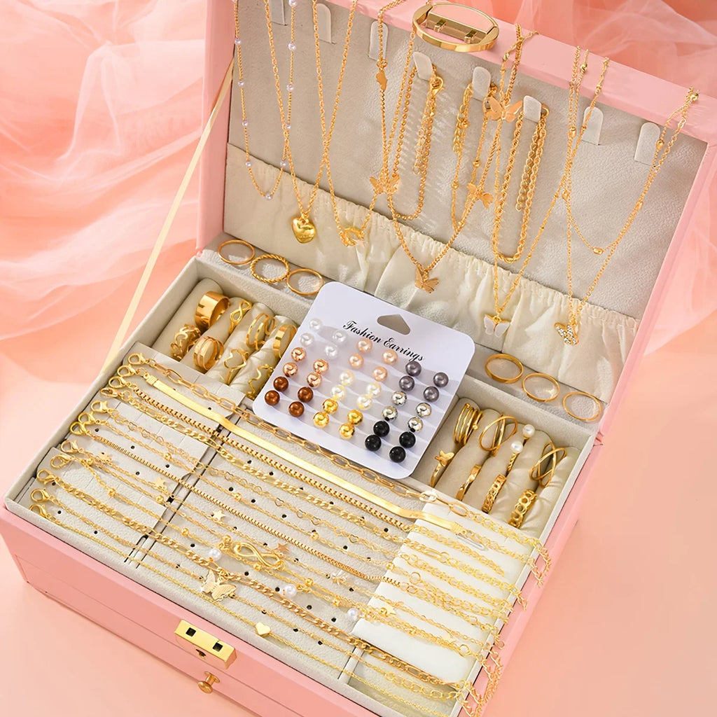 83pcs Elegant Pearl Geometric Earrings Necklace Bracelet Ring Jewelry Set For Women Heart Butterfly Star Daily Party Jewelry New Vera Lux