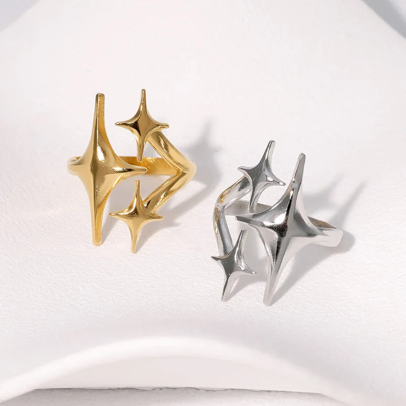 New European American Stainless Steel Ring Niche Teenage Design Featuring Star Like Minimalist Cool Personalized Temperament Vera Lux