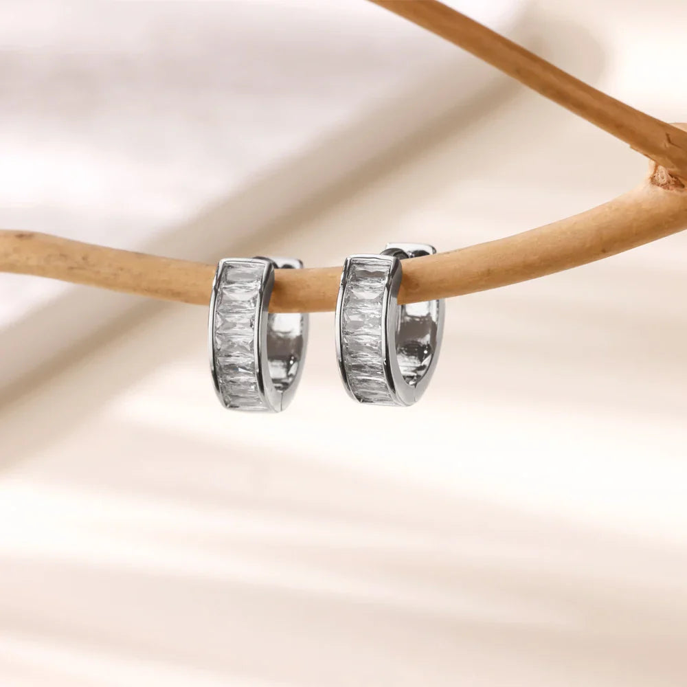 Cubic Zirconia Hoop Stud Earrings For Women Stainless Steel Gold Color Piercing Earring 2025 New Fashion Wedding Jewelry Gift Vera Lux