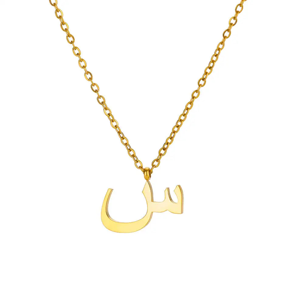 Arabic Letter Name Necklaces For Women Stainless Steel Alphabet Pendant Chain Choker Collar Femme Wedding Aesthetic Jewelry Bff Vera Lux
