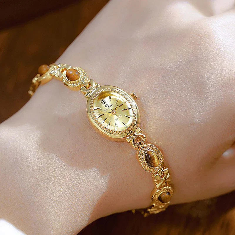 Oval Gold Women Watches Luxury Brand Dress Casual Quartz Small Dial Ladies Wrist Watches Rhinestone Gold Watches for Women 2025 Vera Lux