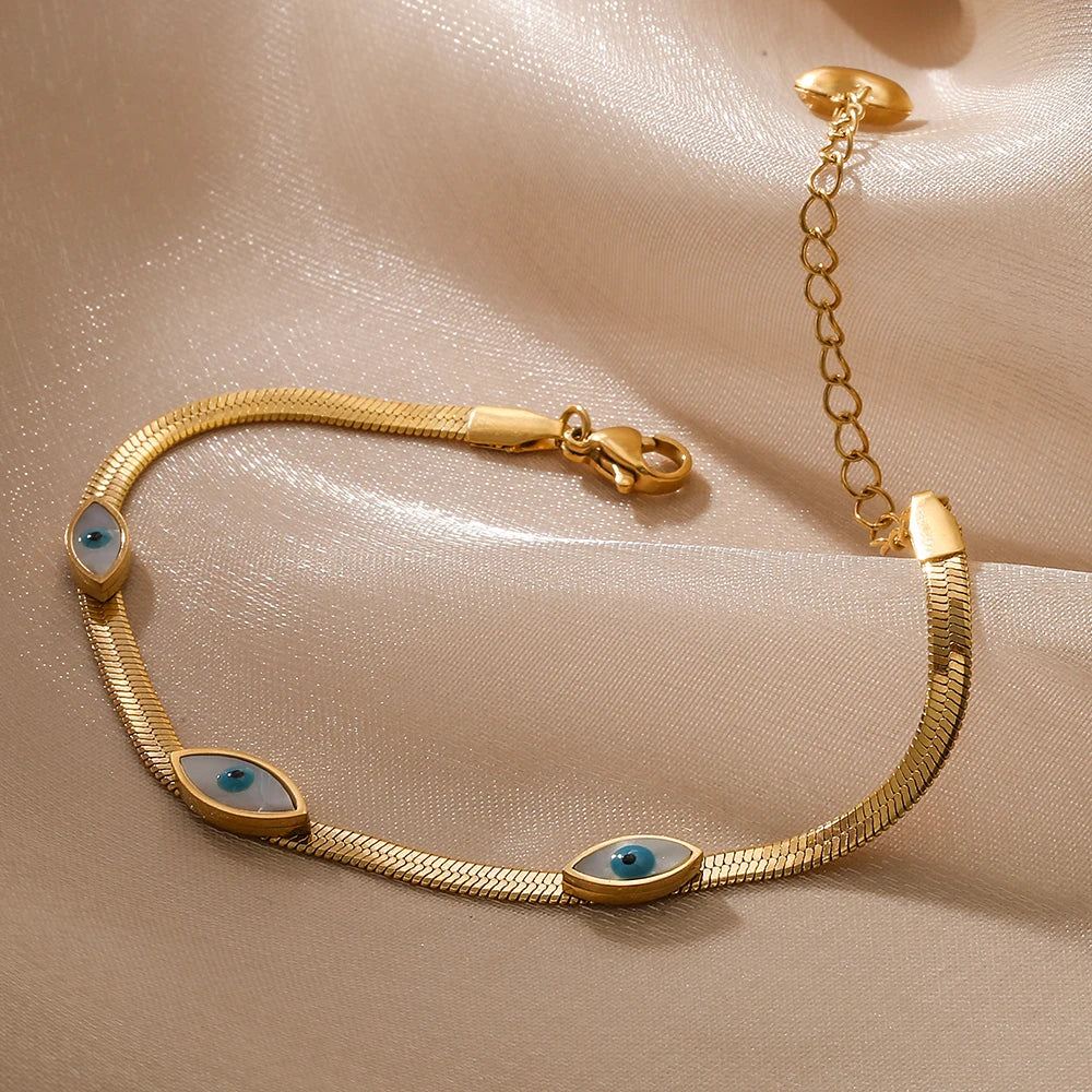 NEWBUY High Quality Non-Fading 316L Stainless Steel Jewelry Gold/Silver Color Evil Eye Choker Chain Bracelet For Women Girl Gift Vera Lux
