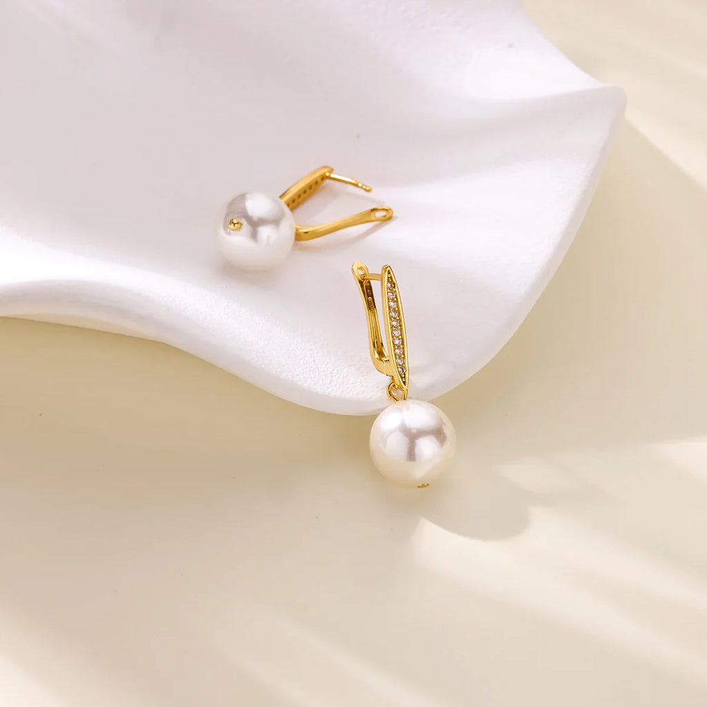 Elegant Imitation Pearl Earrings for Women Stainless Steel Heart Butterfly Shell Drop Earrings Luxury Aesthetic Jewelry Gift Vera Lux