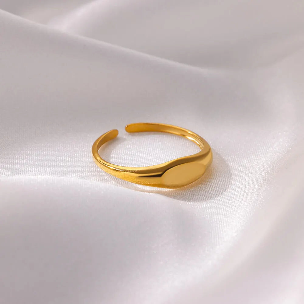 Fashion Oval Rings For Women Gold Color Stainless Steel Geometric Openning Ring Wedding Statement Jewelry 2024 Trend Gift BFF Vera Lux