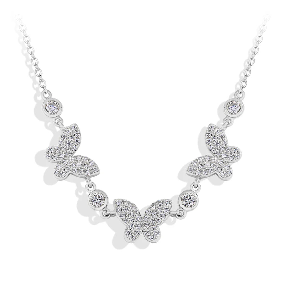 MINTYBOX S925 Silver Butterfly Moissanite Necklaces 18k Gold Plated D/VVS1 Lab Diamond 40+5cm for Women Brithday Jewelry Gift Vera Lux