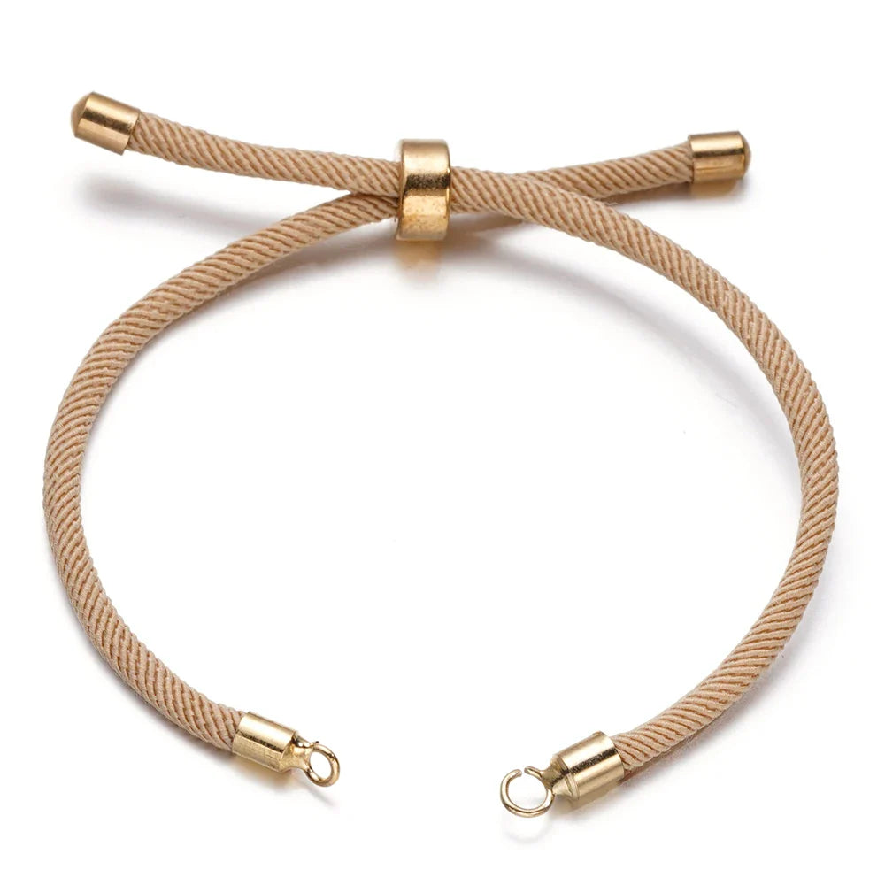 1pc Adjustable Nylon Braided Twisted Cords Slider Friendship Bracelets with Brass Cord End for Jewelry Making DIY Findings Vera Lux