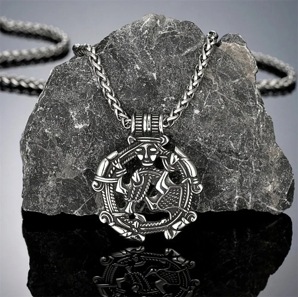 Vintage Vikings Loki Hollow Necklaces Men Stainless Steel Norse Mythology Trinity Pendant Amulet Scandinavian Jewelry Male Gifts Femstylo