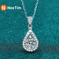 NeeTim 1CT 2CT 5CT Moissanite Pendant For Women 925 Sterling Silver Lab Diamond Plated with White Gold Necklace Wedding Jewelry Vera Lux