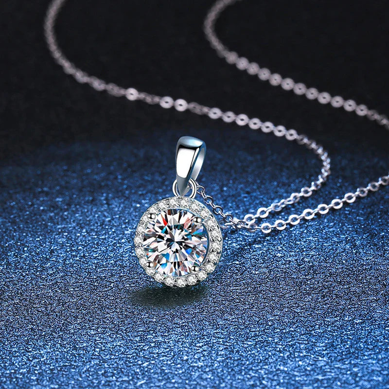 NeeTim 1 Carat Real Moissanite Pendant For Women Lab Diamond Necklace 925 Sterling Silver Fine Jewelry Girl Valentine's Day Gift Vera Lux