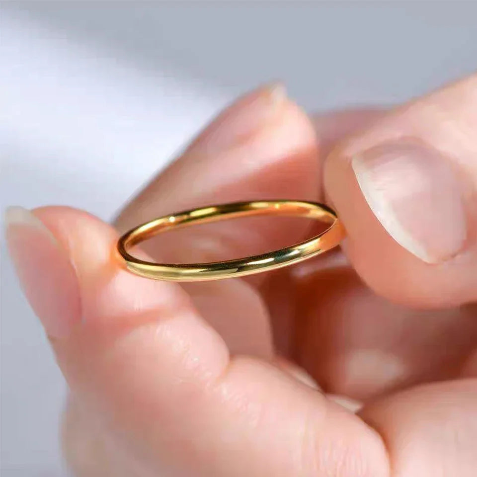 Stainless Steel Rings Gold Color/Silver ColorAnti-allergy Smooth Simple Wedding Couples Rings Bijouterie Vera Lux