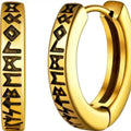 Stainless Steel Norwegian Viking Rune Hoop Earrings For Men Woman Unisex 12 Mm Huggie Hoop Religious Earring Jewelry Vera Lux