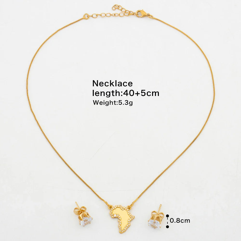 Gold Color Earrings and Necklace Jewelry Set for Party Luxury Zircon Stud Earrings Pendant Necklace Bangle Bride Jewelry Set Vera Lux