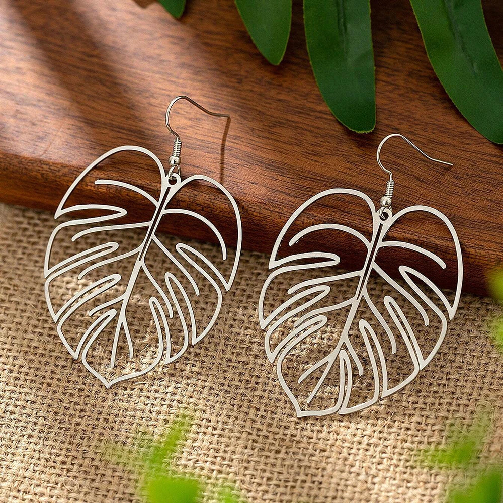 DOTIFI Stainless Steel Bohemian Hollow Exaggerated Leaf Dangle Drop Earring For Women Lady Geometric Female Jewelry Vera Lux