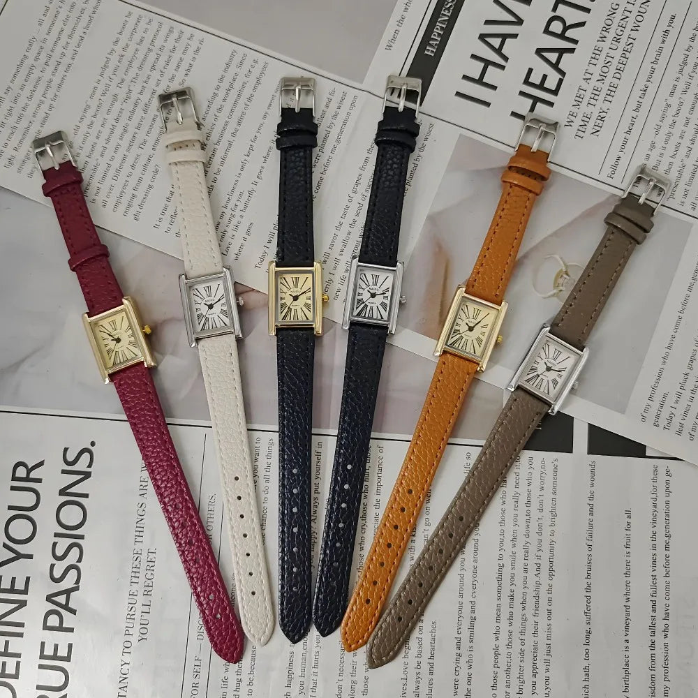 Fashion Women Quartz Wristwatches Simple Leather Strap Roman Dial Women's Watch Luxury Girl Gift Watches Hot Sale Reloj Mujer Vera Lux