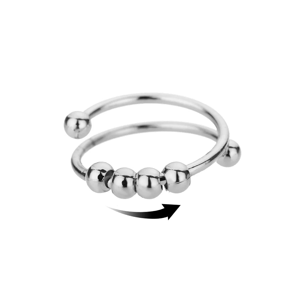 Anti Stress Anxiety Fidget Rings for Women Stainless Steel Sunflower Sun Star Spinner Ring Christmas Jewelry Gifts Dropshipping Vera Lux