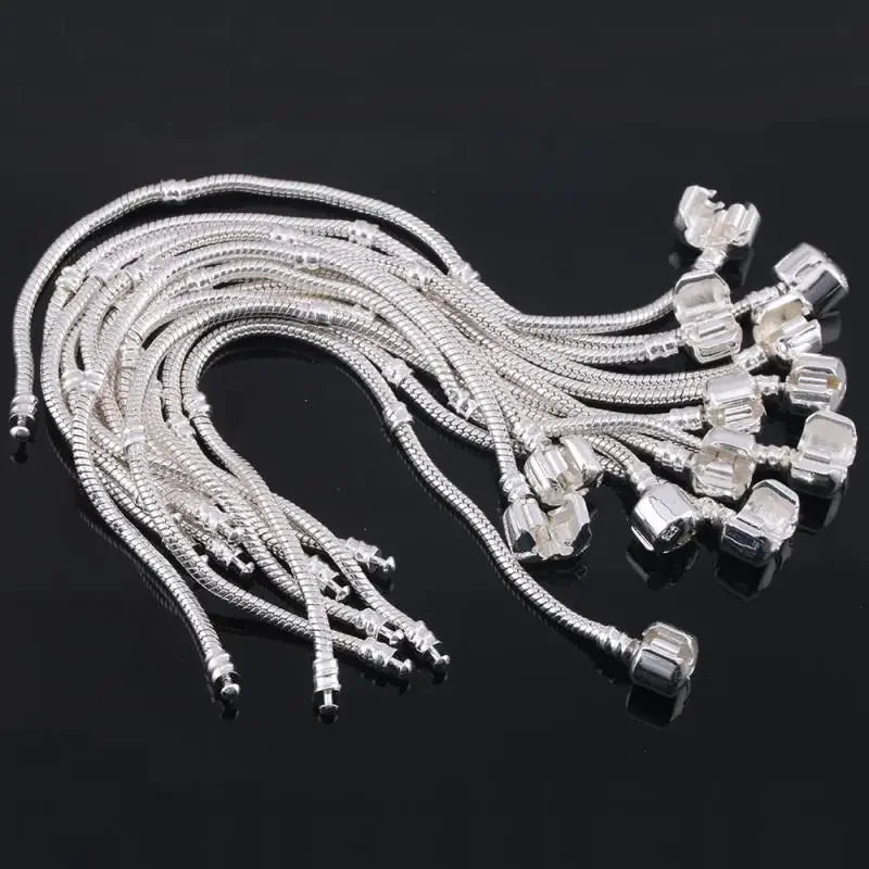 Original 925 Sterling Silver Snake Bone Charm Bracelet Bangle Fine Jewelry Basic Charm Bracelets for Women men Party DIY Jewelry Vera Lux