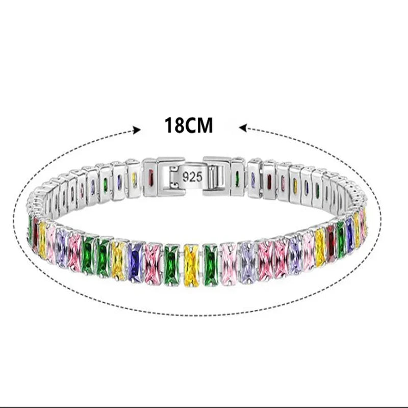 Hot sales 925 Sterling Silver Bracelet Noble Color Crystal Hand For Women Charm Wedding designer Jewelry Gift Party 18cm Vera Lux