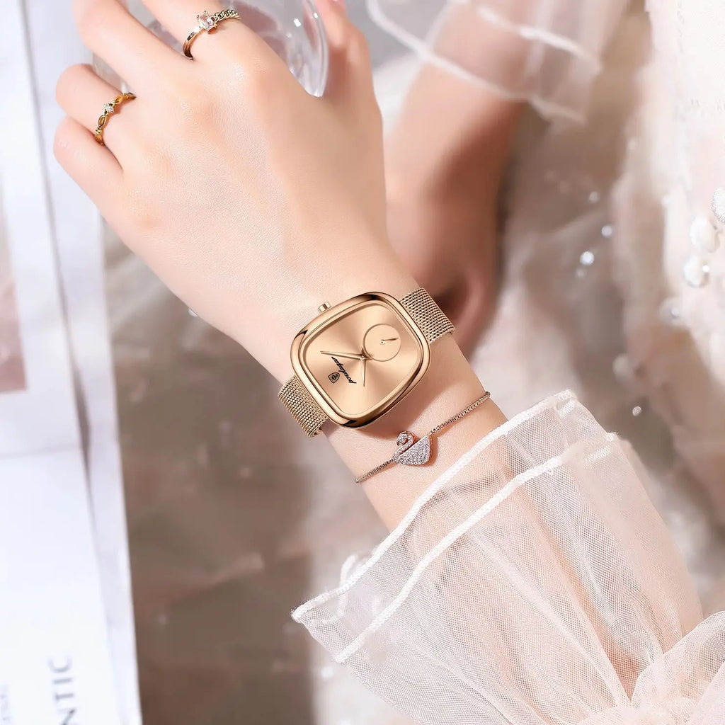 POEDAGAR Luxury Fashion Elegant Ladies Watch Waterproof Watch for Woman Mesh Stainless Steel Quartz Women's Watches Female Reloj Vera Lux