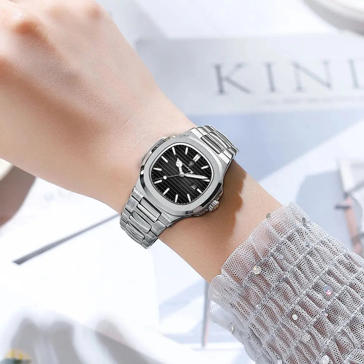 POEDAGAR Elegant Women's Quartz Watches Waterproof Luminous Date Ladies Wristwatch Stainless Steel Fashion Watch For Woman Reloj Vera Lux
