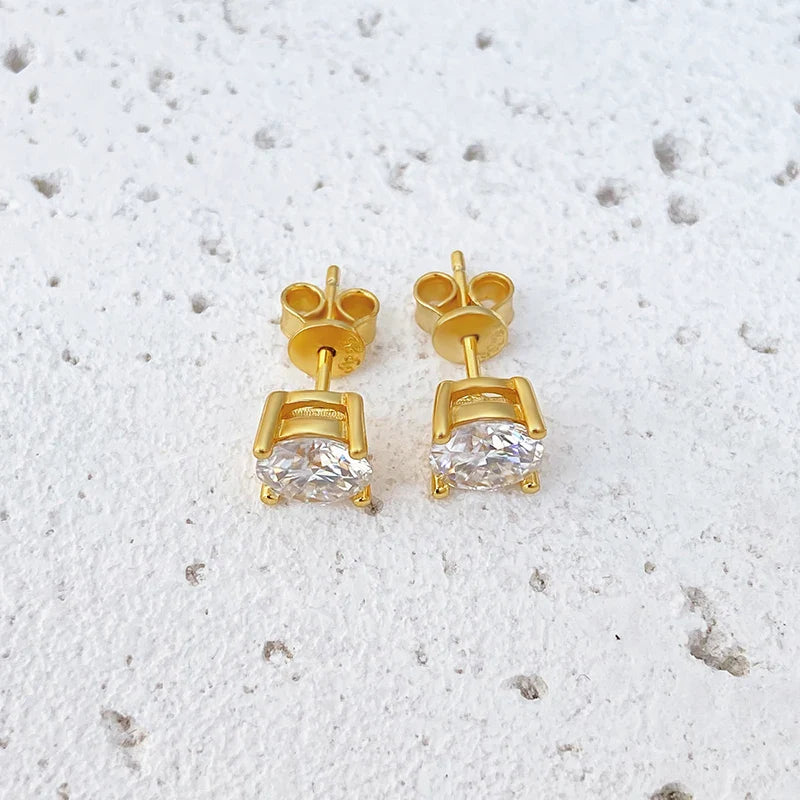 NeeTim 0.2-2ct Moissanite Earrings For Women 925 Sterling Silver Ear Studs with Yellow Gold Plated Lab Diamond Wedding Jewelry Vera Lux