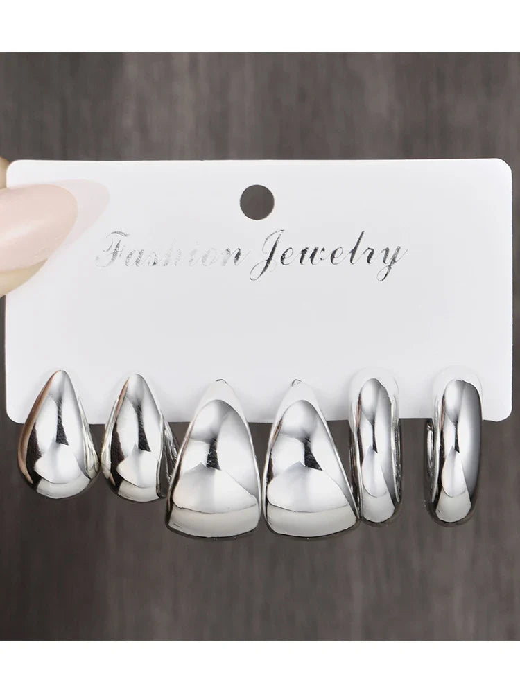 12pcs/Set Classic Fashion Twist C Shape Tear Drop Design Women's Gold-Color Earrings For Daily Workplace And Party Outfits 2024 Vera Lux