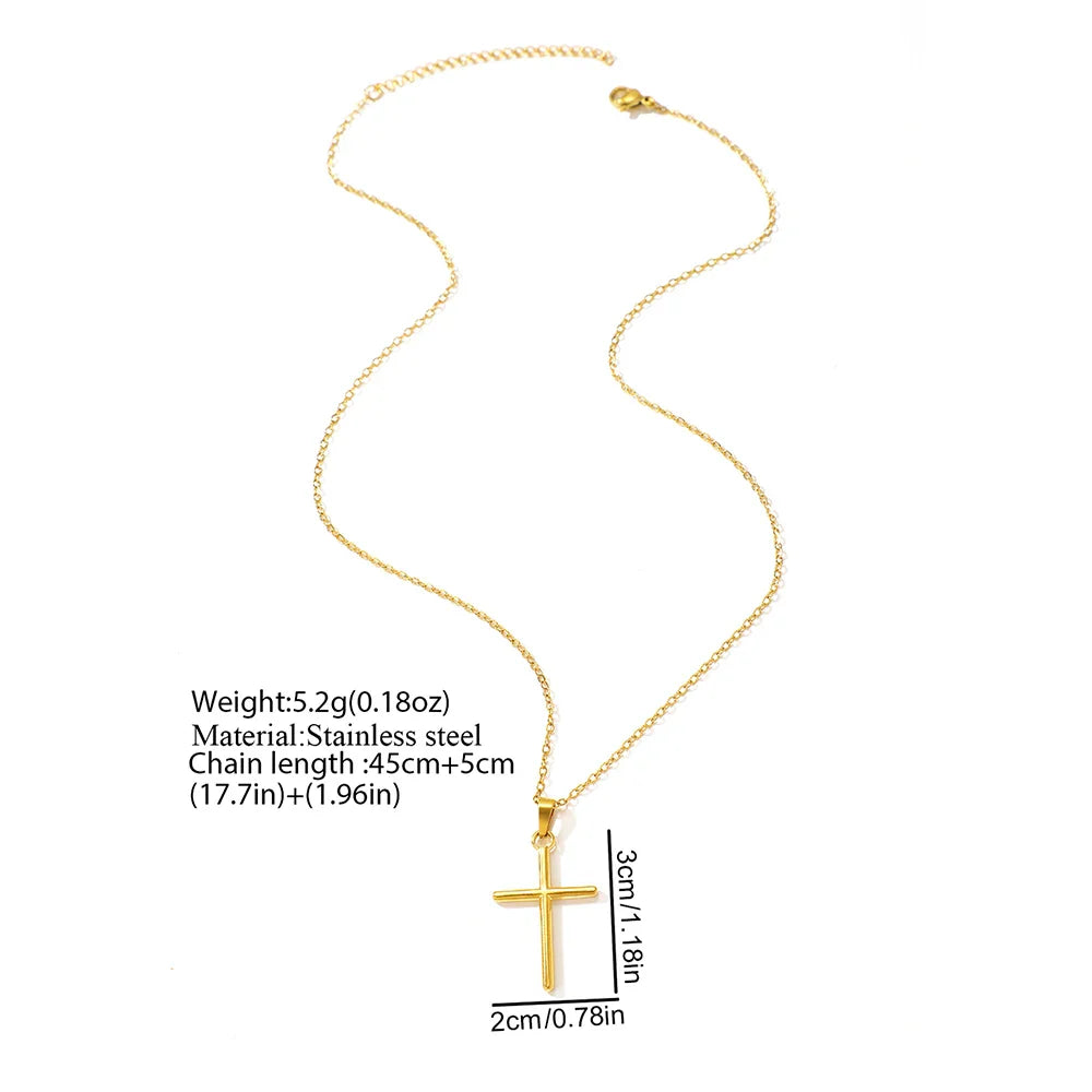 Stainless steel necklace cross pendant hip-hop street fashion trendy men and women fashion jewelry party outing play collocation Vera Lux