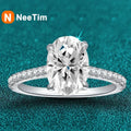 NeeTim 3ct Oval Cut Moissanite Lab Diamond Rings for Women 925 Sterling Silver Proposal Ring Wedding Engagement Band Jewelry Vera Lux