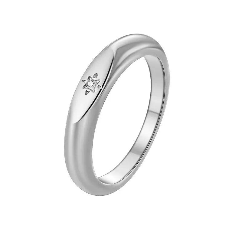 925 Sterling Silve Fashion Wedding North Star Ring For Women Cubiz Zircon Finger Rings Female Engagement Jewelry Accessories Vera Lux
