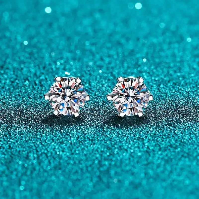 NeeTim 8mm 2 Carat Moissanite Stud Earrings For Women Screw Thread Ear Studs 925 Sterling Silver Fine Jewelry Pass Diamond Test Vera Lux