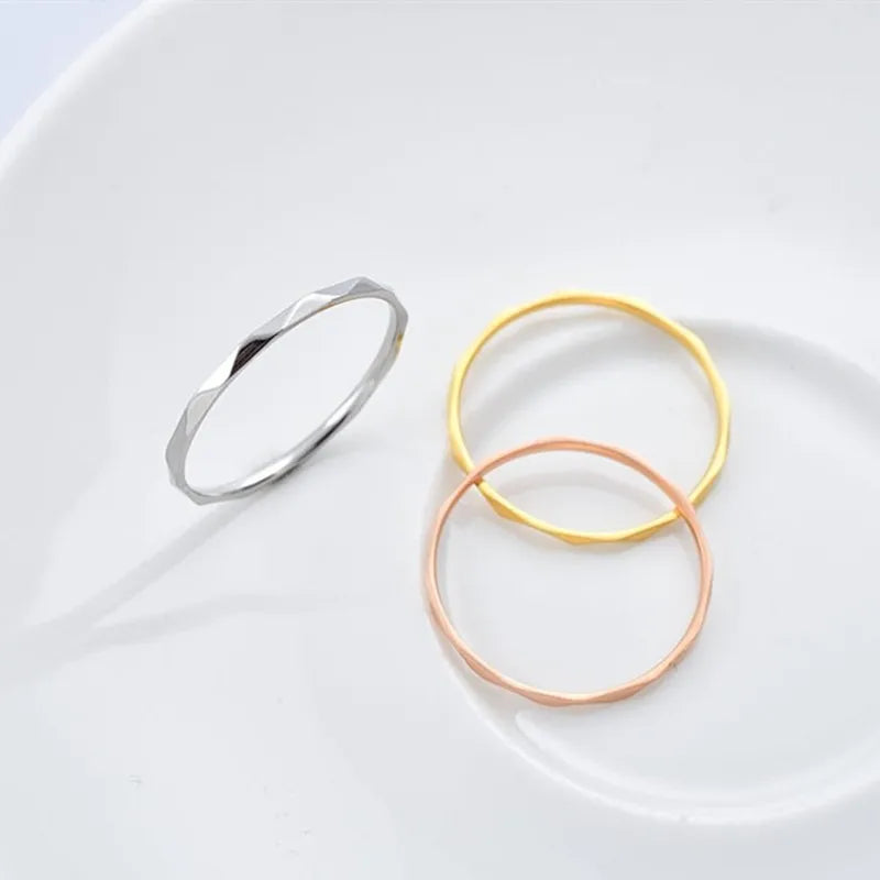 1mm Thin Stackable Ring Stainless Steel V Faceted Knuckle Midi Ring for Women Girl Size 3-10 Vera Lux