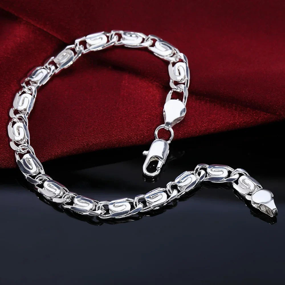 8 Inch 18K Gold Bracelet 5MM Sideways Chain Bracelet For Woman Men Fashion Wedding Engagement 925 Sterling Silver Jewelry Gifts Vera Lux