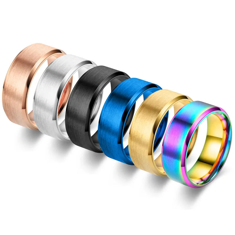 6 Colors Classic 8mm Tungsten Mens Ring Surface Brushed Stainless Steel Ring for Women Wedding Band Couples Jewelry Accessories Vera Lux