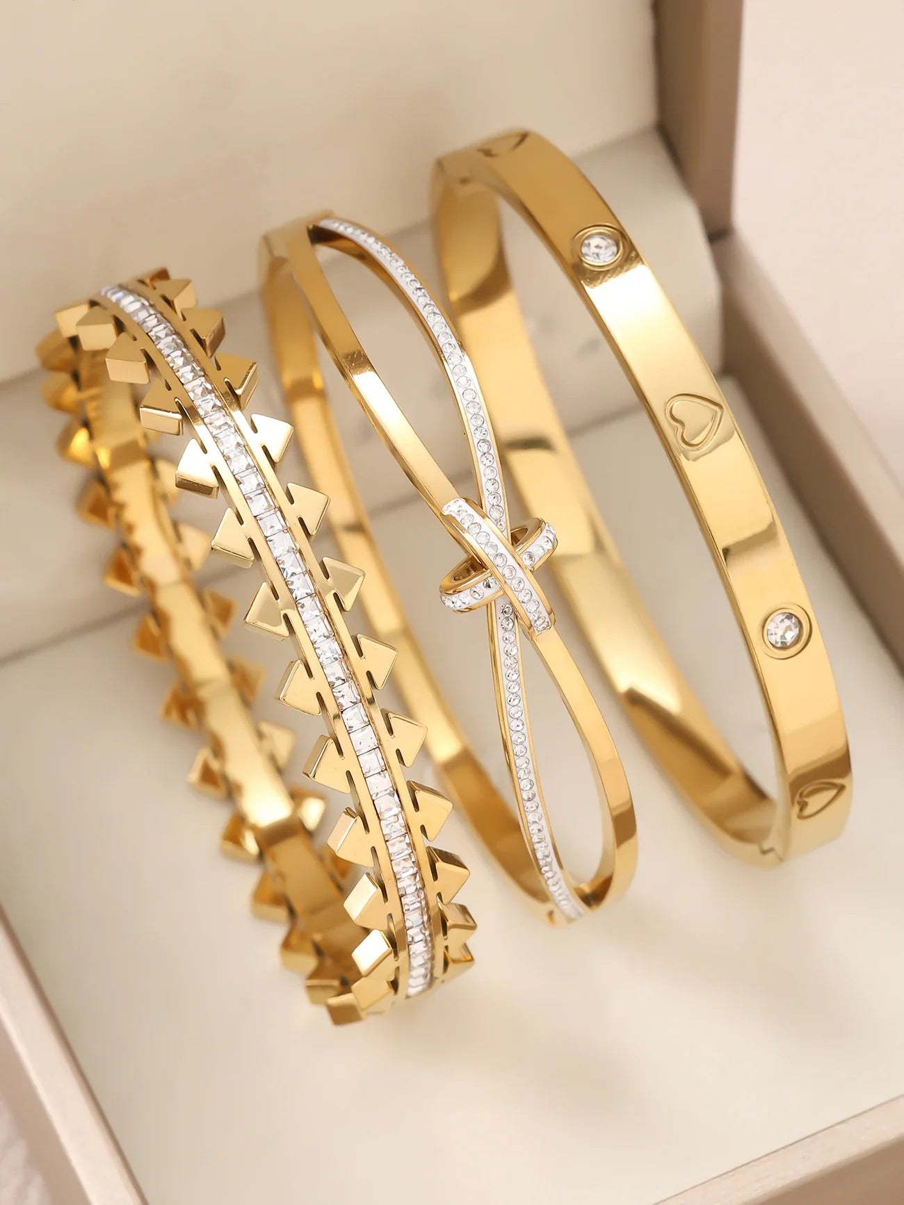 1pc 18K Gold Plated Stainless Steel Stackable Bracelet With Chain And Clover Design, Fashion Style For Women, Suitable For Casua Vera Lux