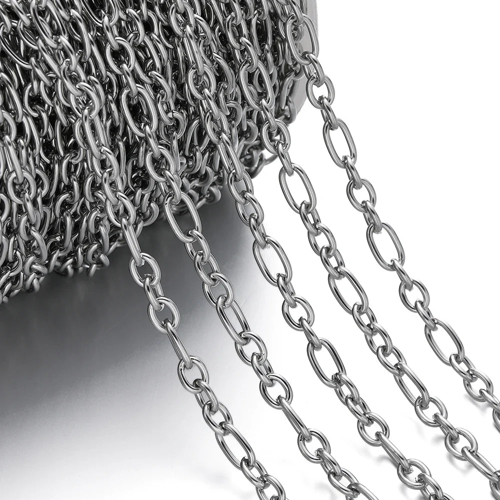 1Meter/Pack 304 Stainless Steel Knot Gold Steel Color Handmade Chains for DIY Necklace Bracelets Jewelry Making Accessories Vera Lux