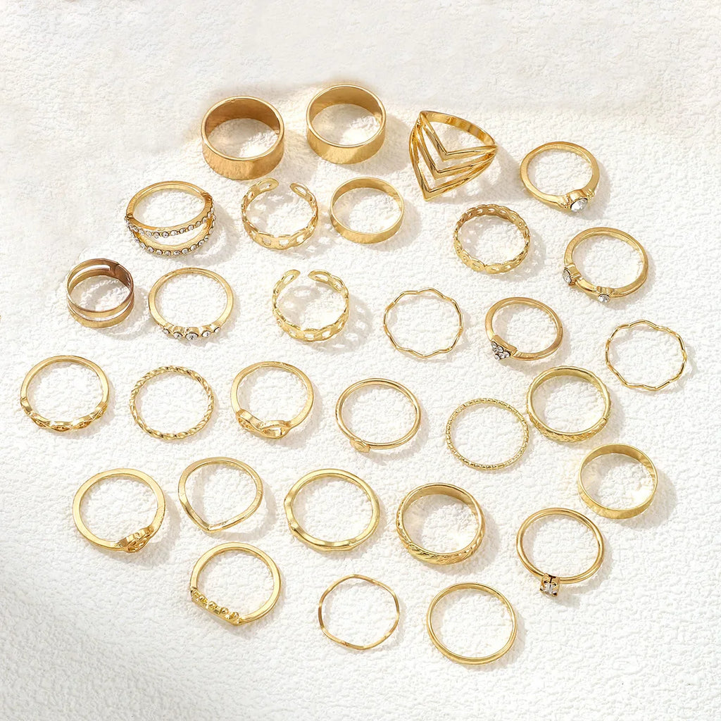 30Pcs Gold Color Knuckle Rings Set For Women Bohemian Geometric Finger Ring Girls Wedding Party Jewelry Gift Vera Lux