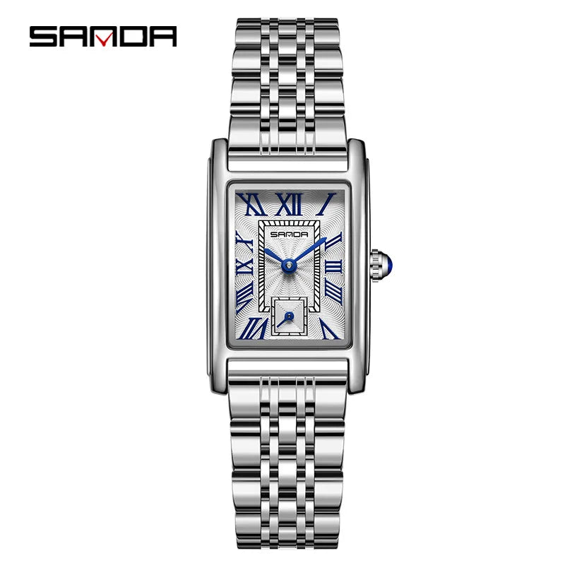 Sanda 1116 New Fashion 2023 Elegant Design Rectangle Dial Water Resistant Quartz Movement Business Women Analog Wrist Watch Vera Lux