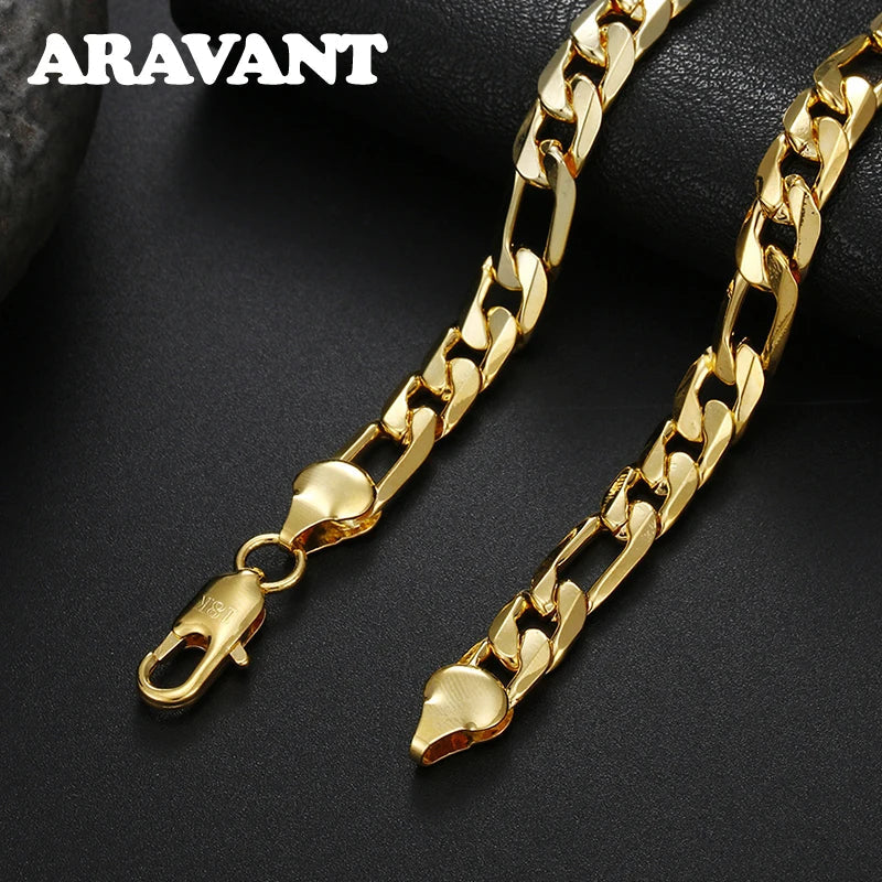 Aravant 925 Silver 18K Gold 8mm Necklace Chains For Men Women Fashion Jewelry Vera Lux