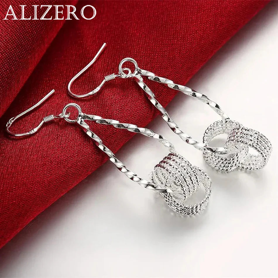 Fashion charms 925 Sterling Silver Net beads long Earrings for Women Pretty fashion party wedding Jewelry Holiday Gifts Vera Lux