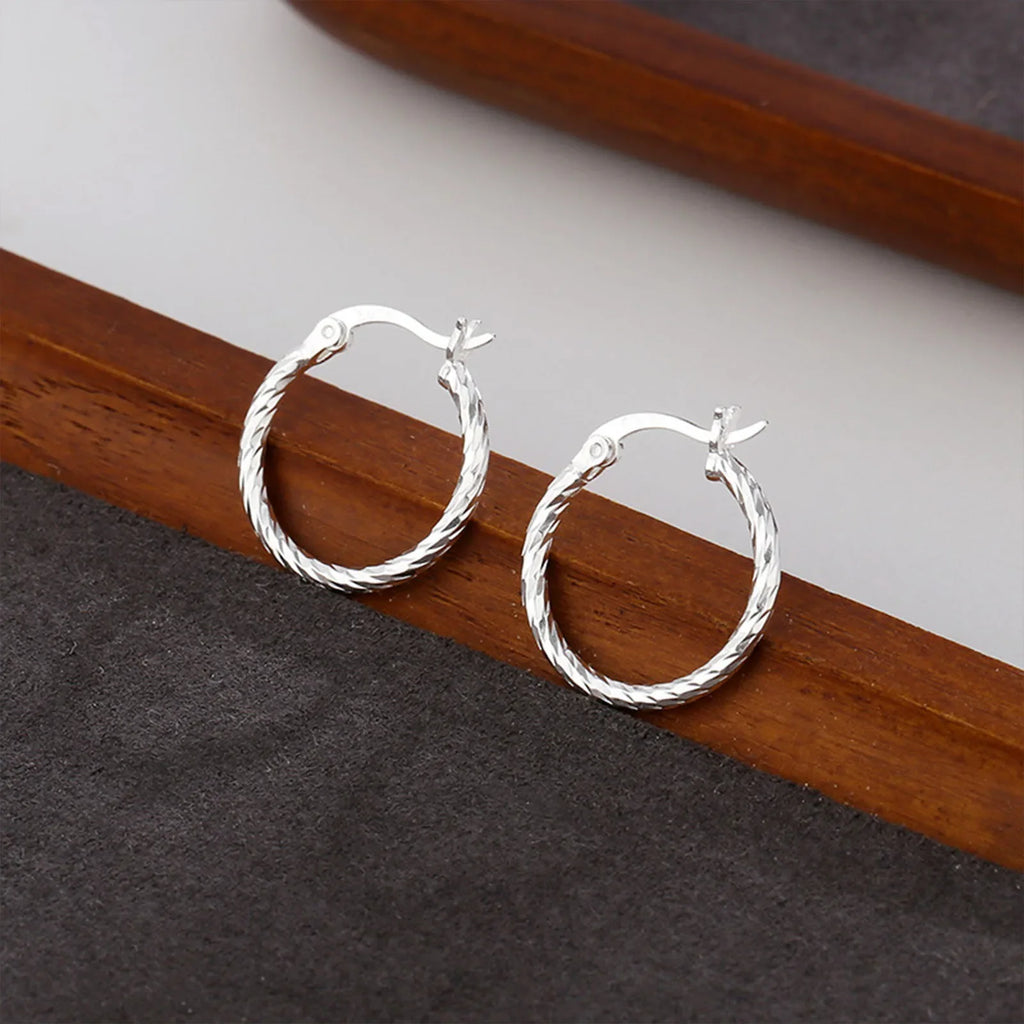 S925 Silver Geometric Twist Circle Earrings Women Elegant Unique Design Korean Versatile Sparkling Flower Modification Ear Studs Vera Lux