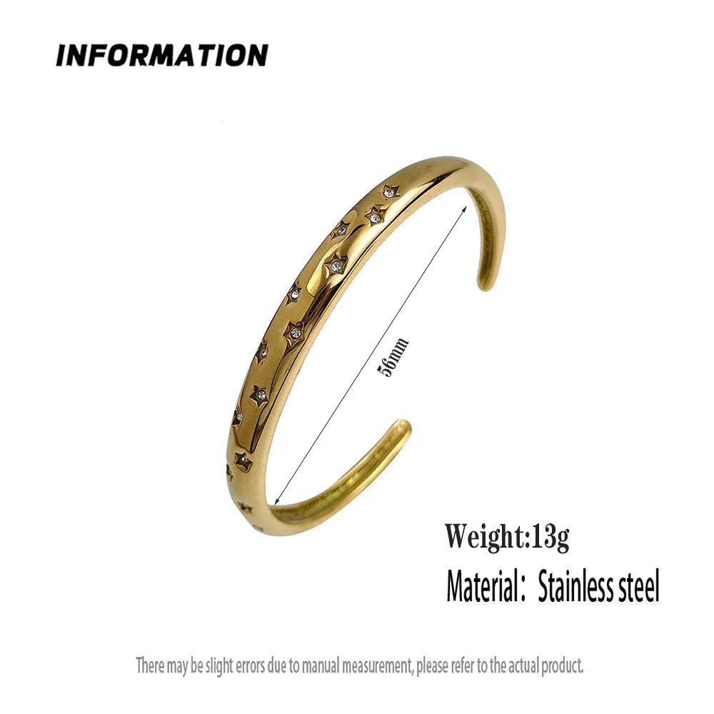New five-pointed star zircon gold-plated stainless steel bracelet 18K, high quality waterproof couple bracelet, wife gift Vera Lux
