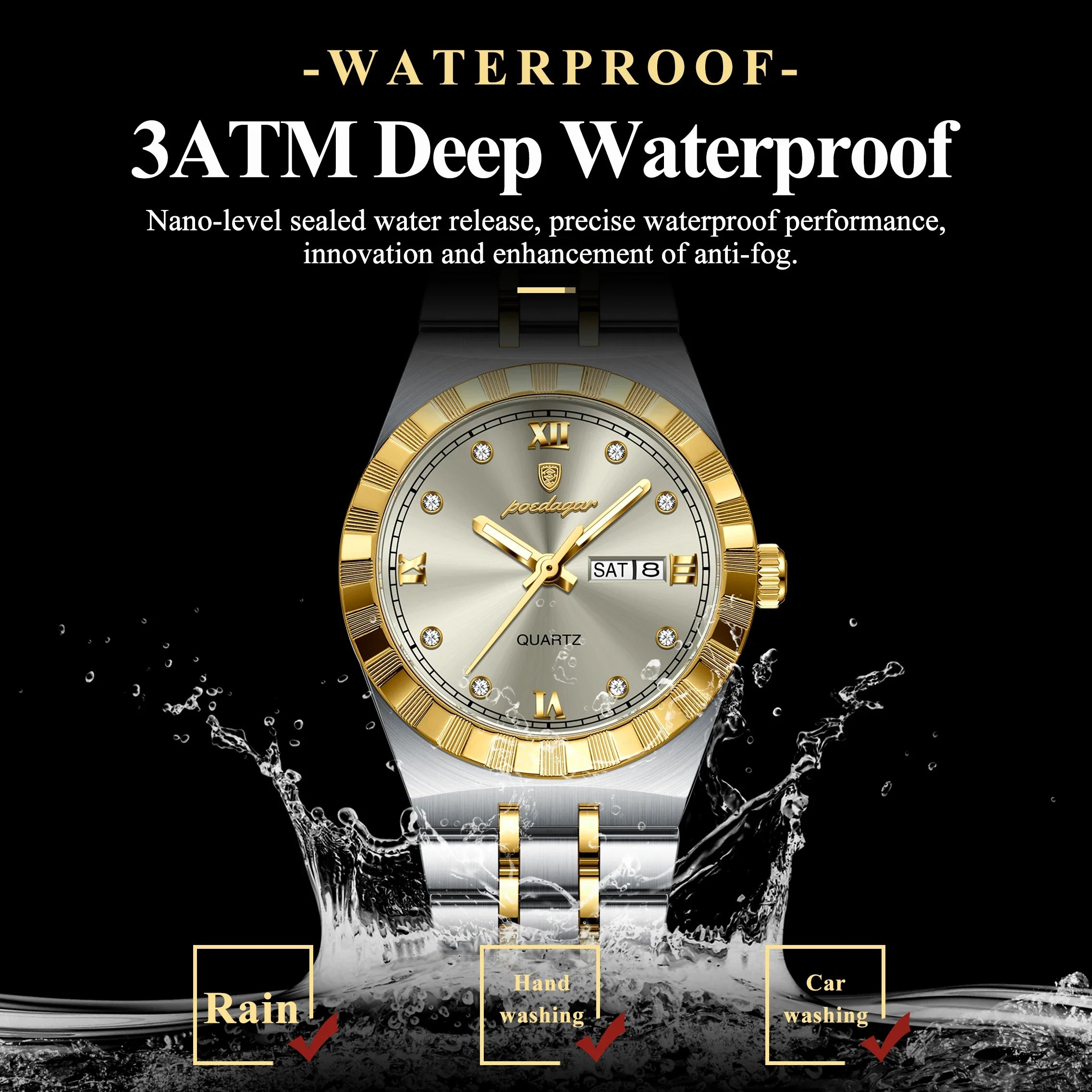 POEDAGAR Luxury Original Ladies Watch Luminous Waterproof Week Date Woman Wristwatch Stainless Steel Women Quartz Watches Female Vera Lux