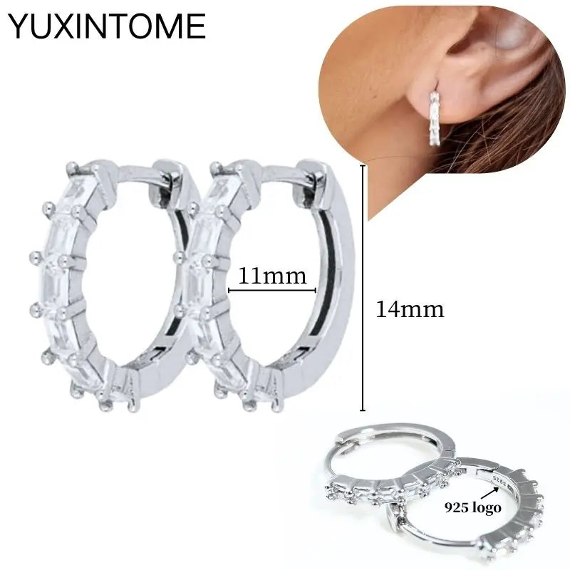925 Sterling Silver Ear Needle Fashion Hoop Earrings White Crystal Luxury Women's Silver Earrings Wedding Women's Jewelry Gift Vera Lux