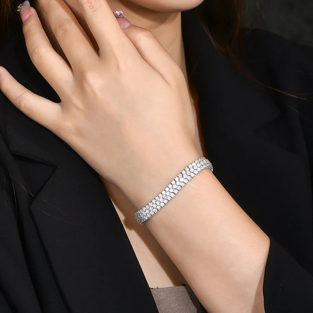 MINTYBOX S925 Sterling Silver All Moissanite Tennis Bracelet for Women D VVS1 Diamond Gold Plated Luxury Wedding Fine Jewelry Vera Lux