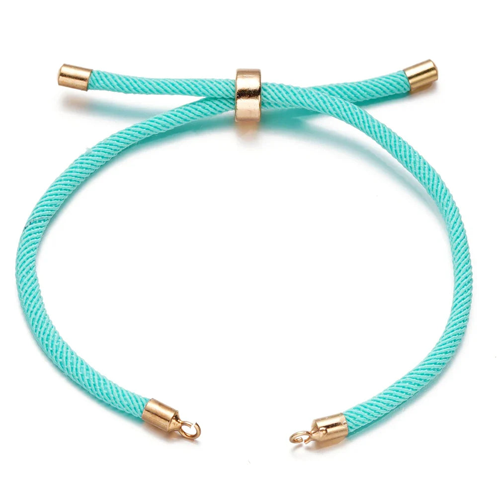 1pc Adjustable Nylon Braided Twisted Cords Slider Friendship Bracelets with Brass Cord End for Jewelry Making DIY Findings Vera Lux