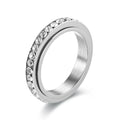 4MM Stainless Steel Spinner Finger Rings For Women Crystal Rotatable Wedding Ring Men Fashion Anniversary Party Jewelry Vera Lux