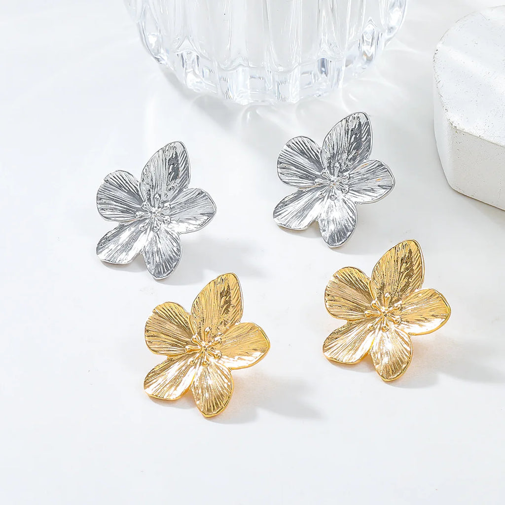 2PC Women's Fashion Trendy Stainless Steel Flower Earrings Outdoor Travel Carnival Party Festival Dressing Gifts Vera Lux