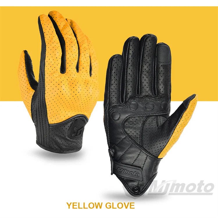 Leather Gloves Retro Biker BikerZoneZ
