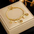 316L Stainless Steel Elegant Gold Color Tree - of - Life Charms Bracelet With Shiny Zircon Stone For Women's Daily Wear Vera Lux