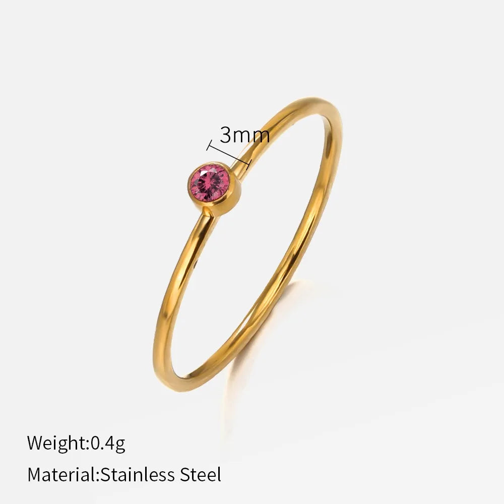316 Stainless Steel Birthstone Ring Gold Color Simple Fashion Style For Women Festival Party Gift Jewelry Dropshipping Vera Lux